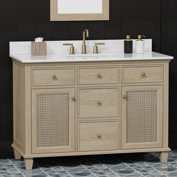 Ronnie 48" Vanity Set with White Carrara Quartz Top