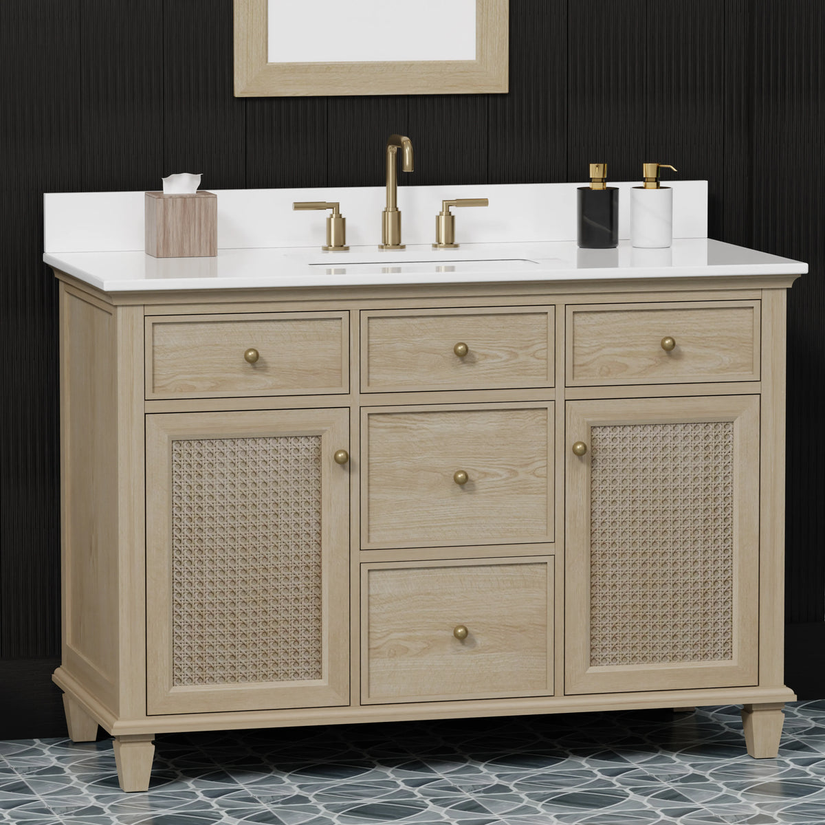 Ronnie 48" Vanity Set with Pure White Quartz Countertop
