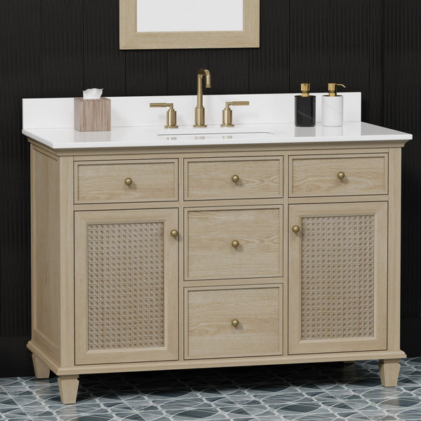 Ronnie 48" Vanity Set with Pure White Quartz Countertop