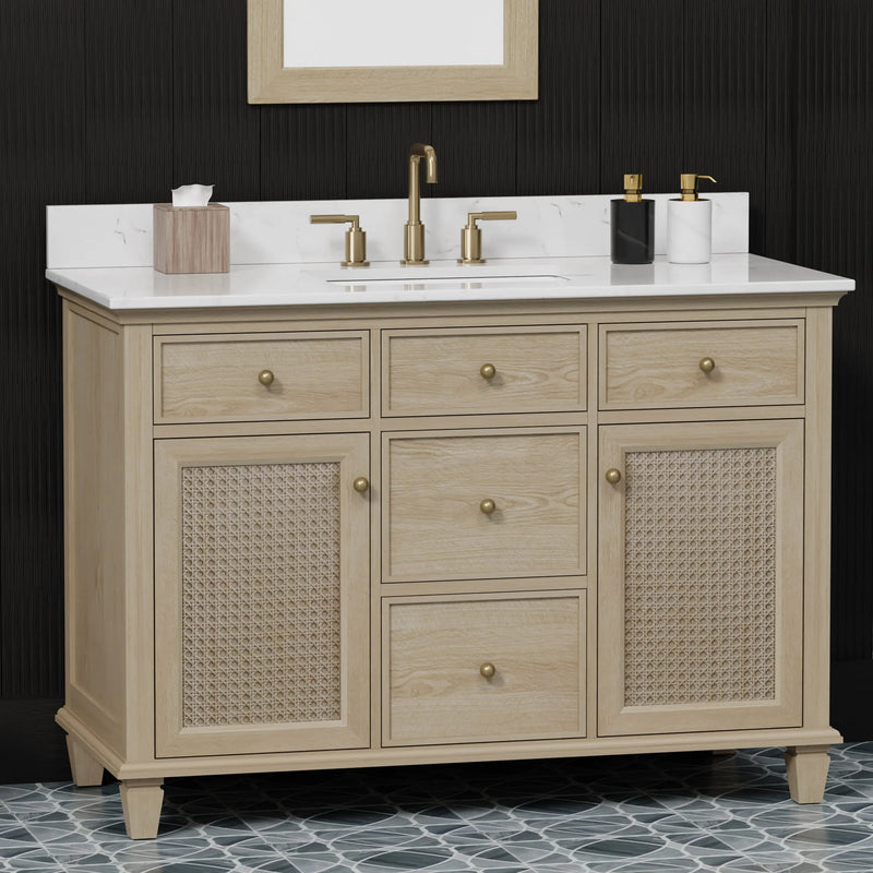 Ronnie 48" Vanity Set with White Carrara Quartz Top