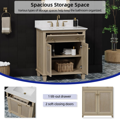 Ronnie 30" Vanity Set with White Carrara Quartz Top