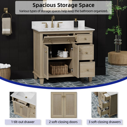 Ronnie 36" Vanity Set with White Carrara Quartz Top