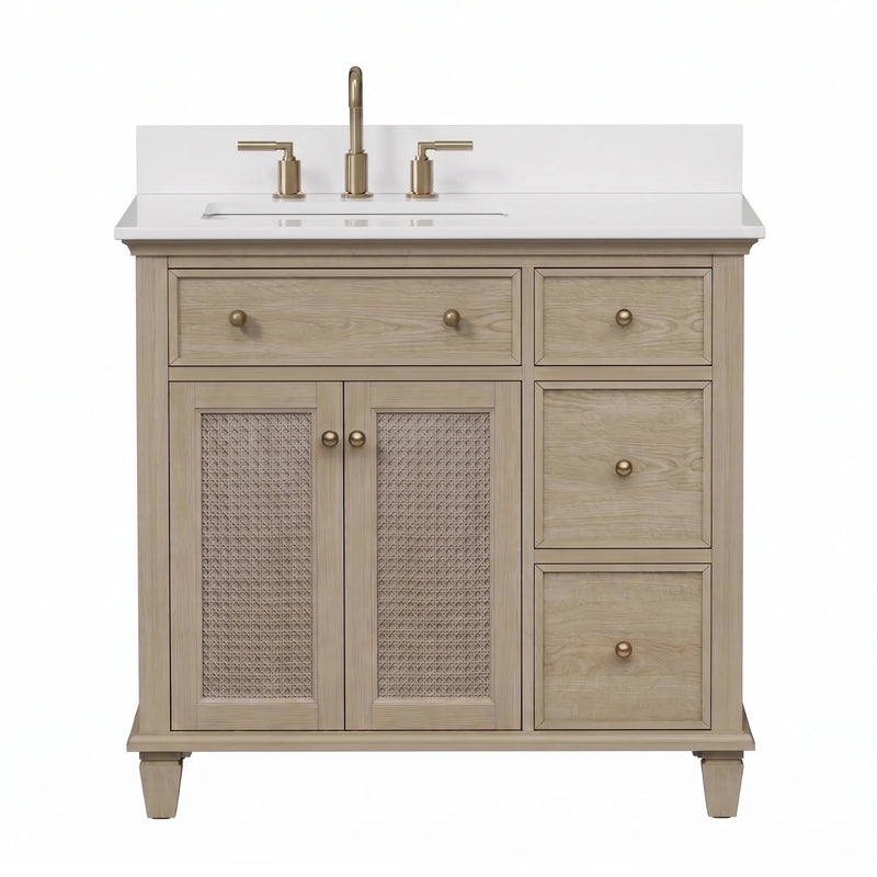 Ronnie 36" Vanity Set with Pure White Quartz top