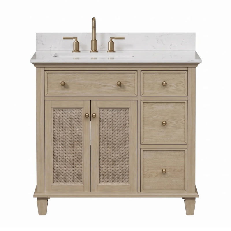 Ronnie 36" Vanity Set with White Carrara Quartz Top