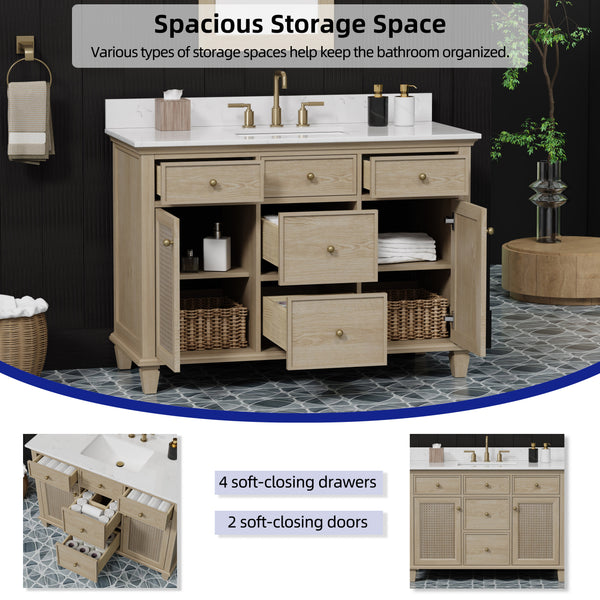 Ronnie 48" Vanity Set with White Carrara Quartz Top