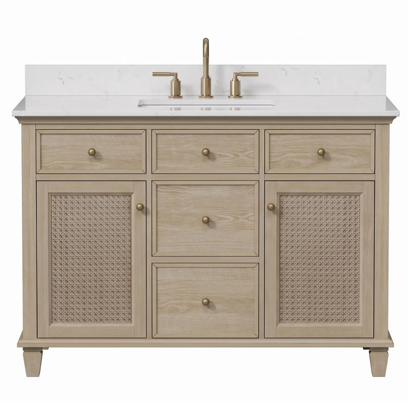 Ronnie 48" Vanity Set with White Carrara Quartz Top