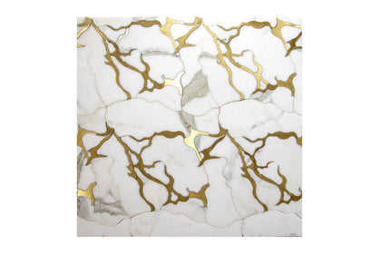 Calacatta Gold Marble Organic Geode 12-in x 11-in Waterjet Mosaic Wall Tile( 4.6 sq. ft. /Box )