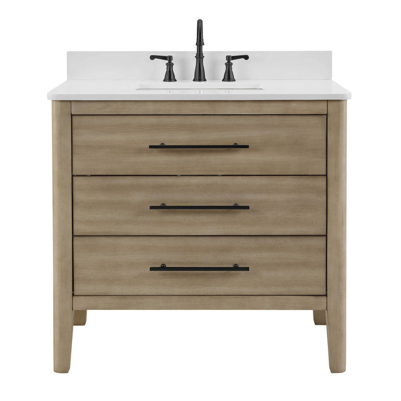 Safford 36" bathroom vanity with white quartz countertop