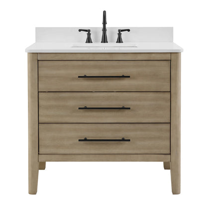 Safford 36" bathroom vanity with white quartz countertop