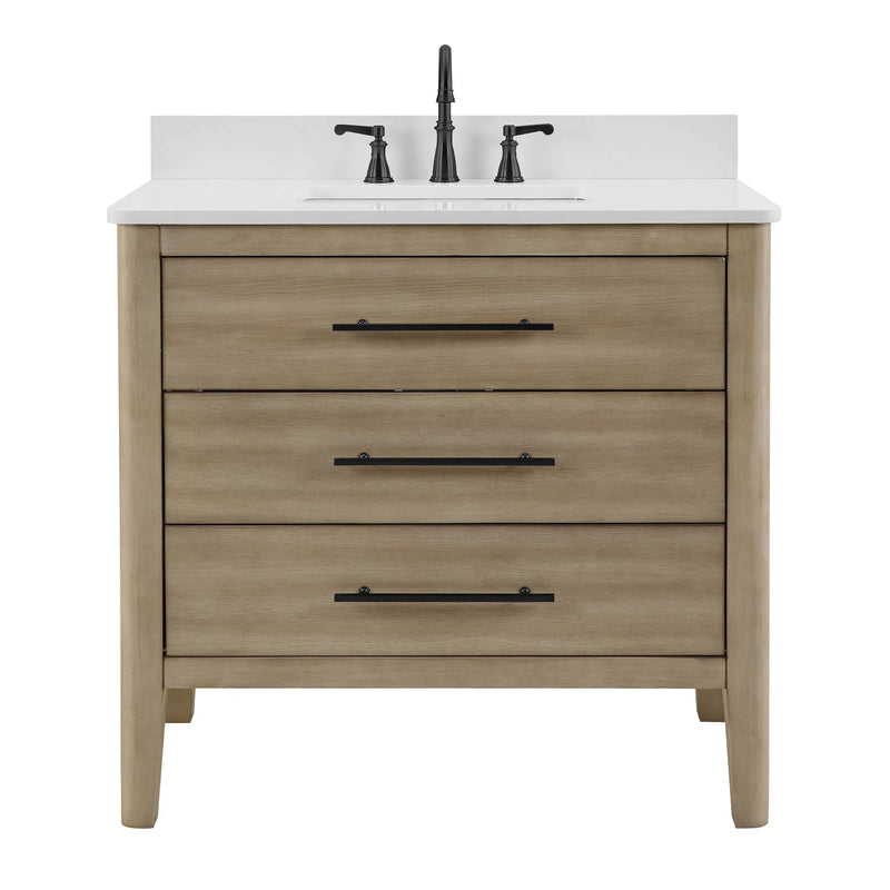 Safford 36" bathroom vanity with white quartz countertop