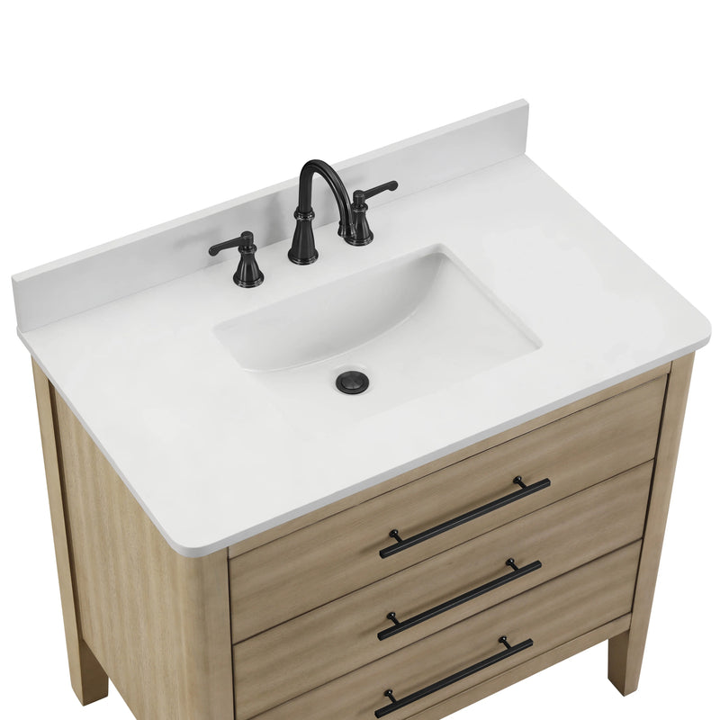 Safford 36" bathroom vanity with white quartz countertop