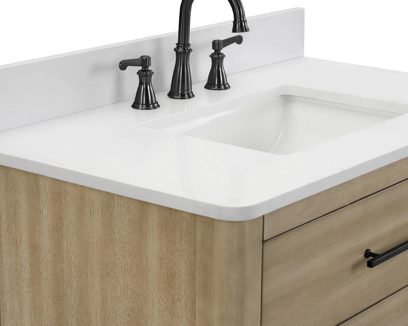 Safford 36" bathroom vanity with white quartz countertop