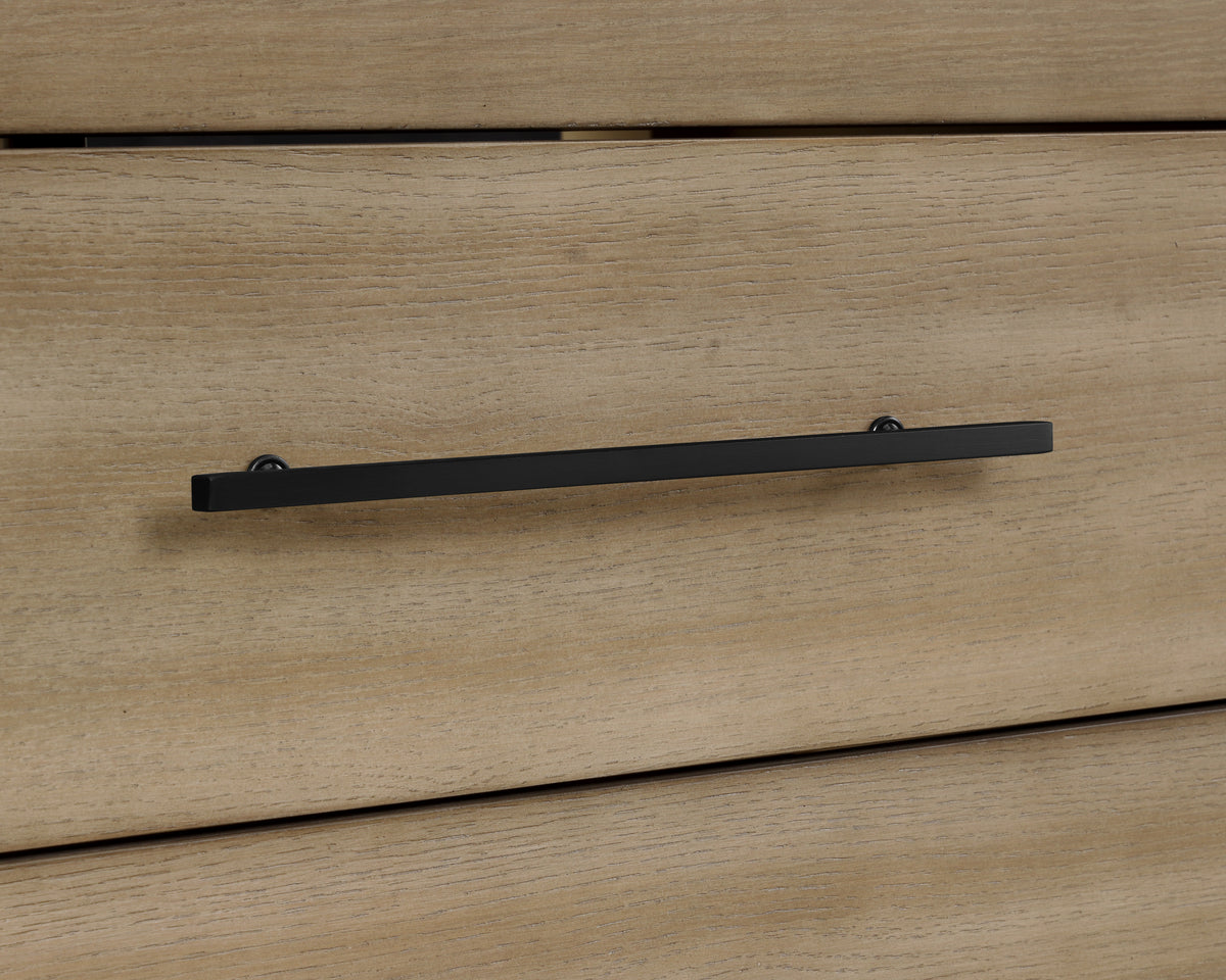 Black handle on Safford 36 inch bathroom vanity quartz top, showcasing modern design and functionality.