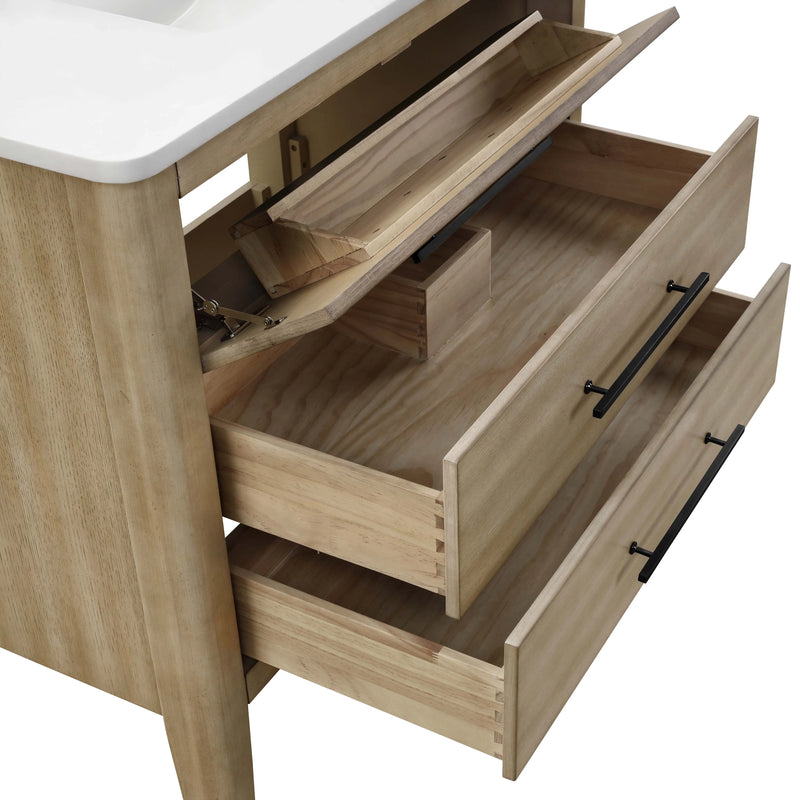 Safford 36" bathroom vanity with white quartz countertop