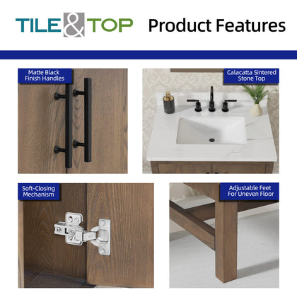 Solon 30" Vanity Family Set with Calacatta Sintered Stone Top