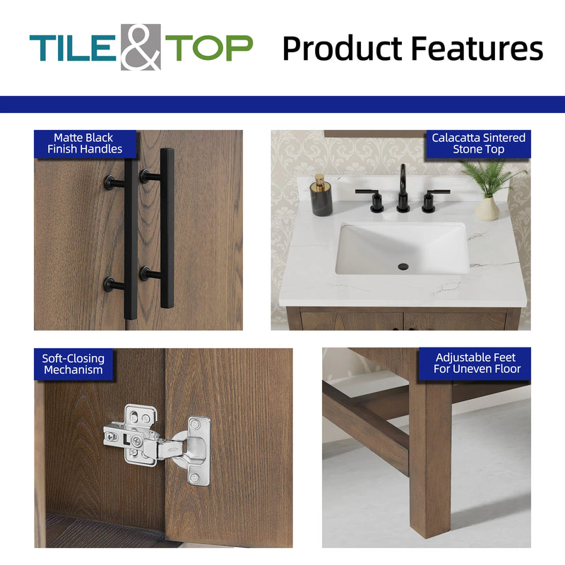 Solon 30" Vanity Family Set with Calacatta Sintered Stone Top