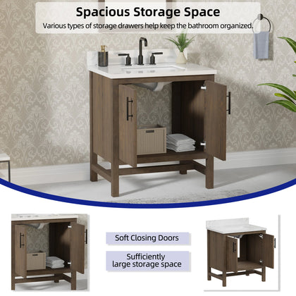 Solon 30" Vanity Family Set with Calacatta Sintered Stone Top