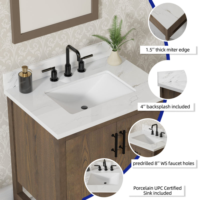 Solon 30“ Vanity Family Set with Calacatta Sintered Stone Top