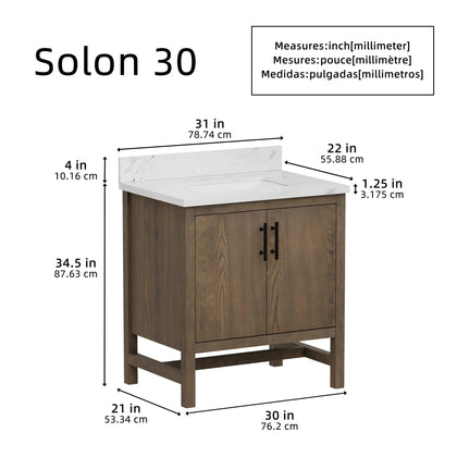 Solon 30" Vanity Family Set with Calacatta Sintered Stone Top