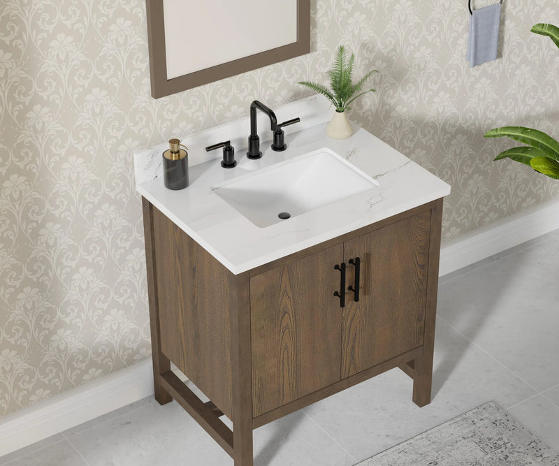 Solon 30" Vanity Family Set with Calacatta Sintered Stone Top