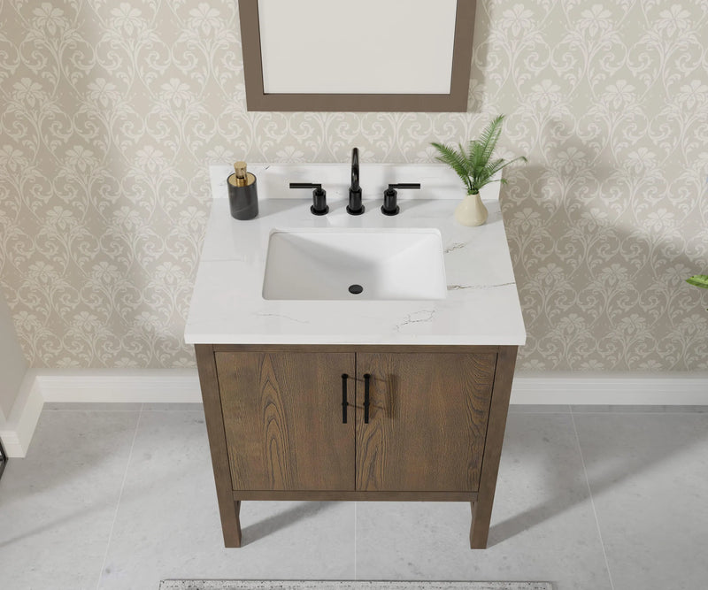 Solon 30" Vanity Family Set with Calacatta Sintered Stone Top