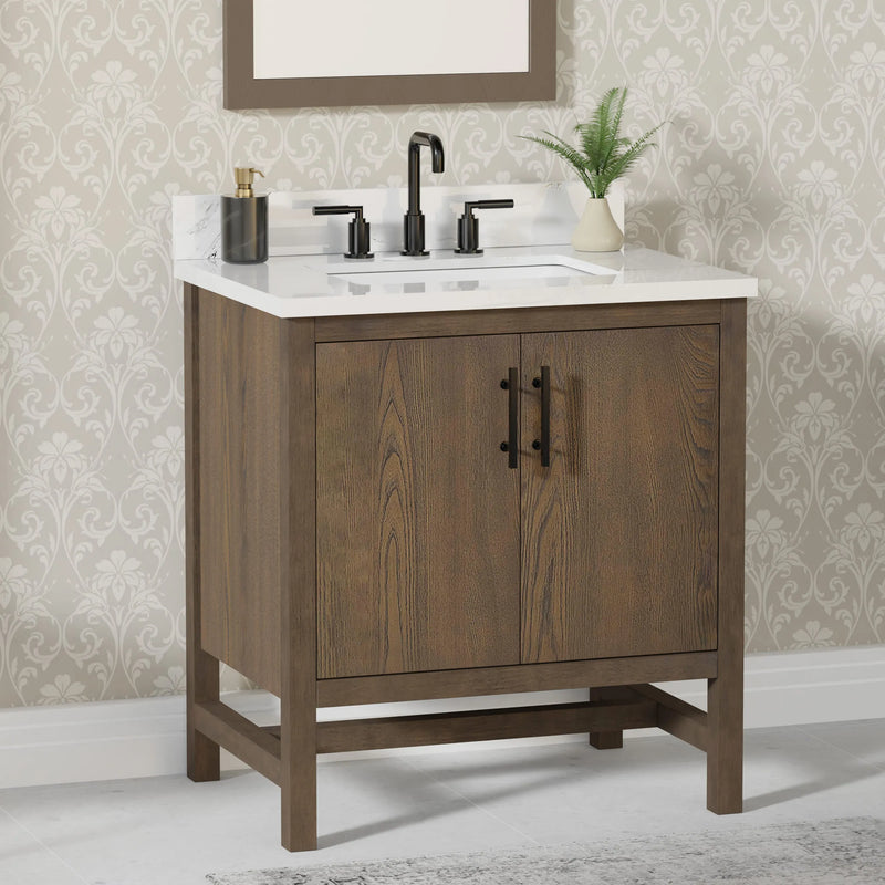 Solon 30" Vanity Family Set with Calacatta Sintered Stone Top