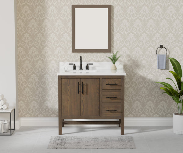 Solon 36” Vanity Family Set with Calacatta Sintered Stone Top