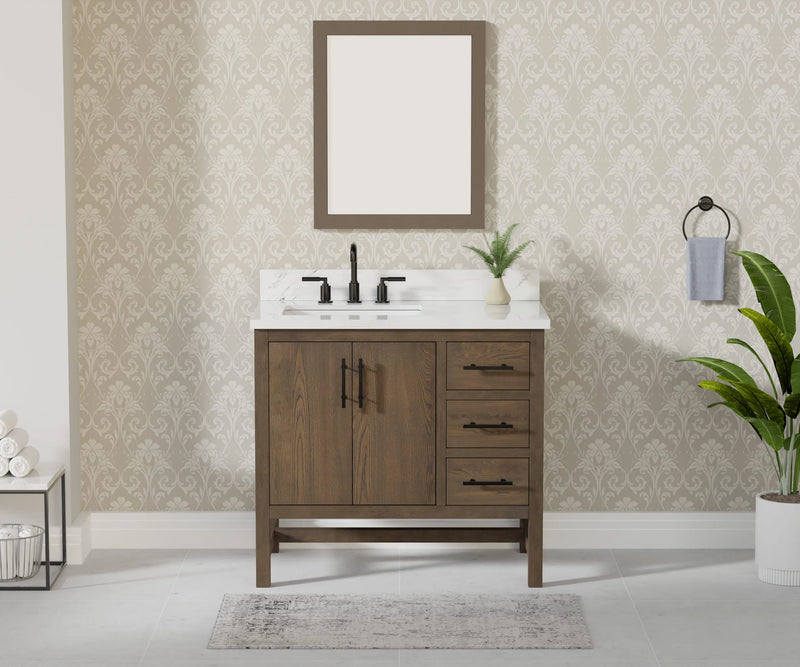 Solon 36" Vanity Family Set with Calacatta Sintered Stone Top