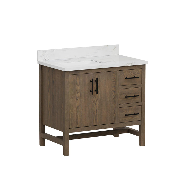 Solon 36" Vanity Family Set with Calacatta Sintered Stone Top