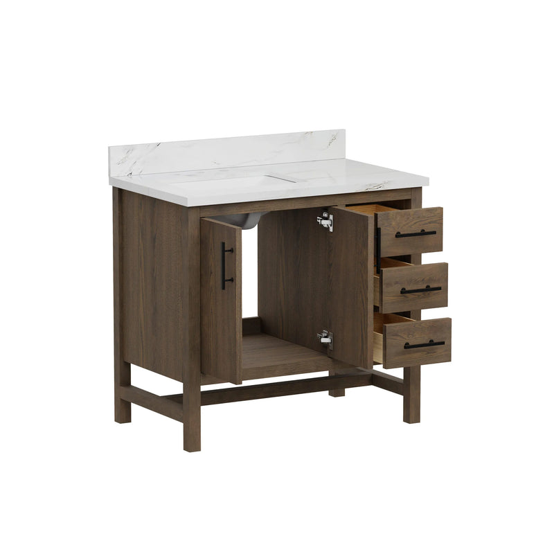 Solon 36" Vanity Family Set with Calacatta Sintered Stone Top