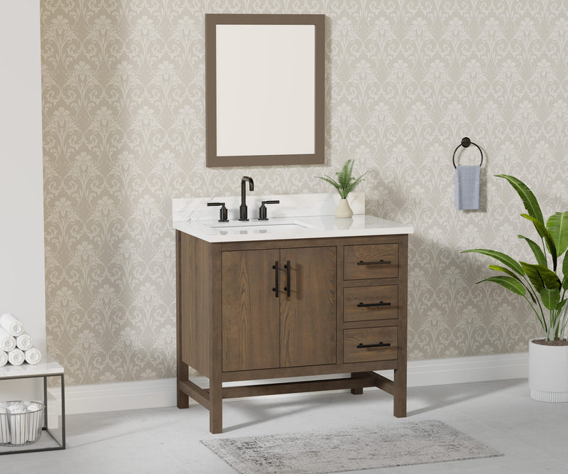 Solon 36” Vanity Family Set with Calacatta Sintered Stone Top