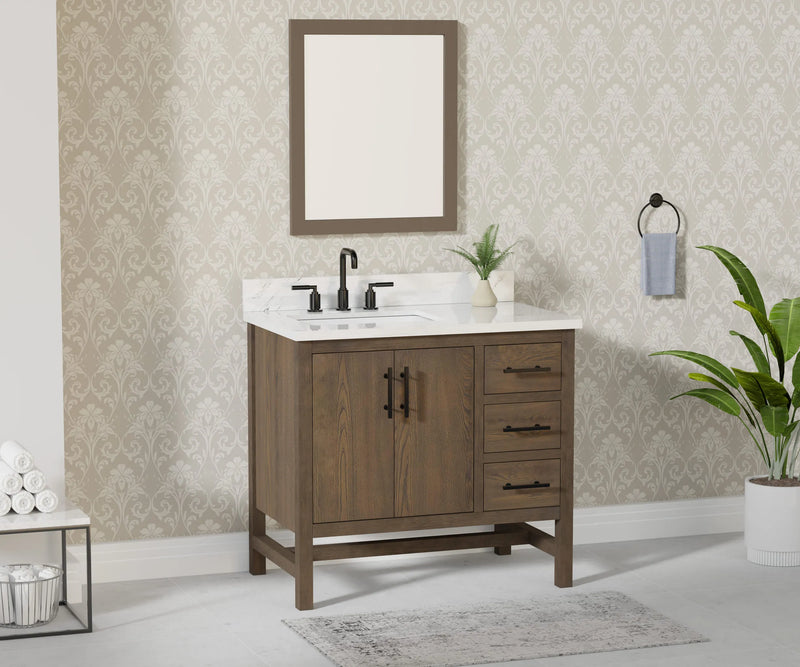 Solon 36" Vanity Family Set with Calacatta Sintered Stone Top