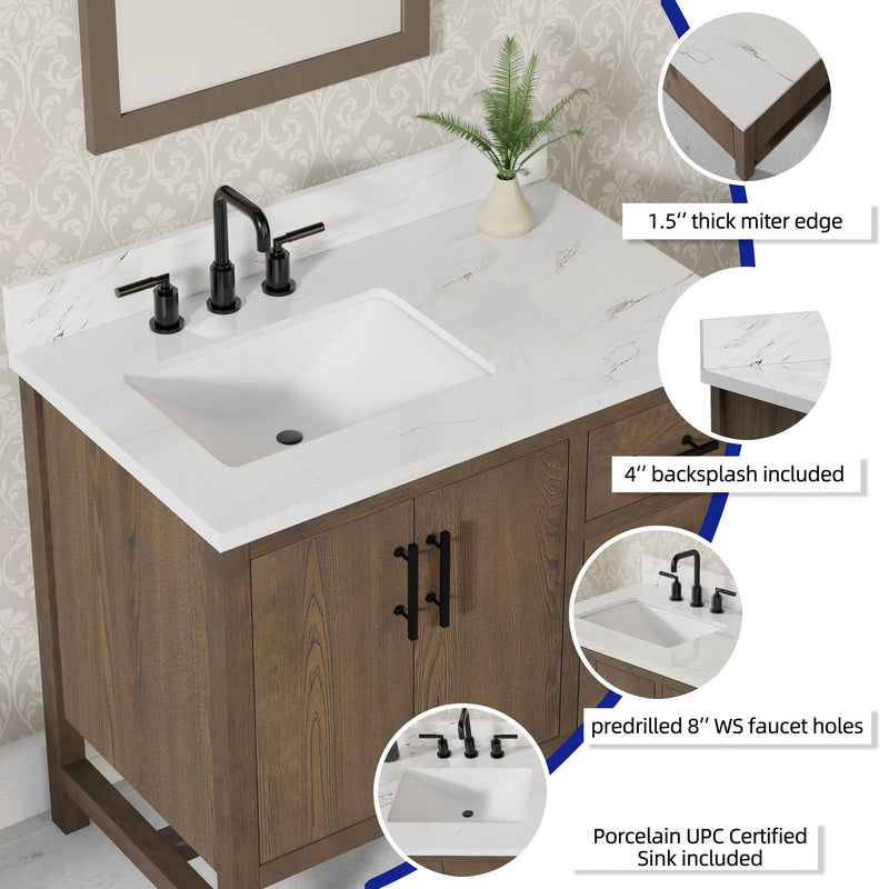 Solon 36” Vanity Family Set with Calacatta Sintered Stone Top