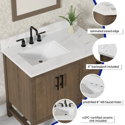 Solon 36" Vanity Family Set with Calacatta Sintered Stone Top