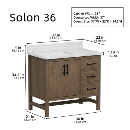 Solon 36" Vanity Family Set with Calacatta Sintered Stone Top