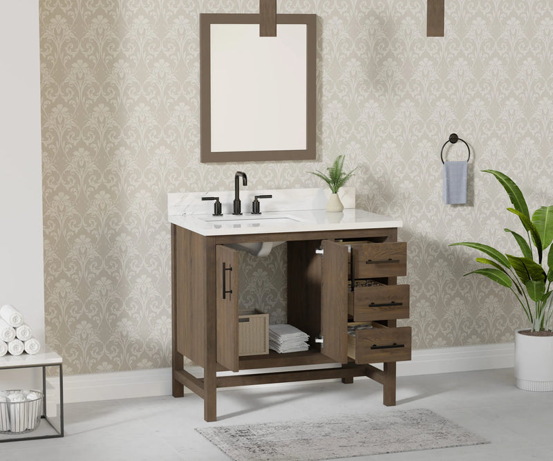 Solon 36" Vanity Family Set with Calacatta Sintered Stone Top