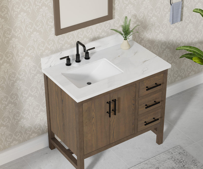 Solon 36” Vanity Family Set with Calacatta Sintered Stone Top