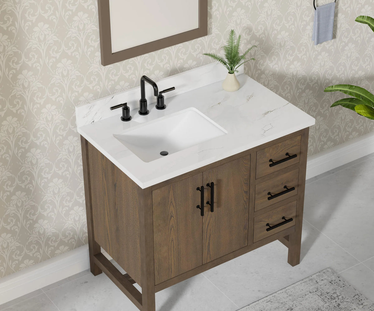 Solon 36" Vanity Family Set with Calacatta Sintered Stone Top