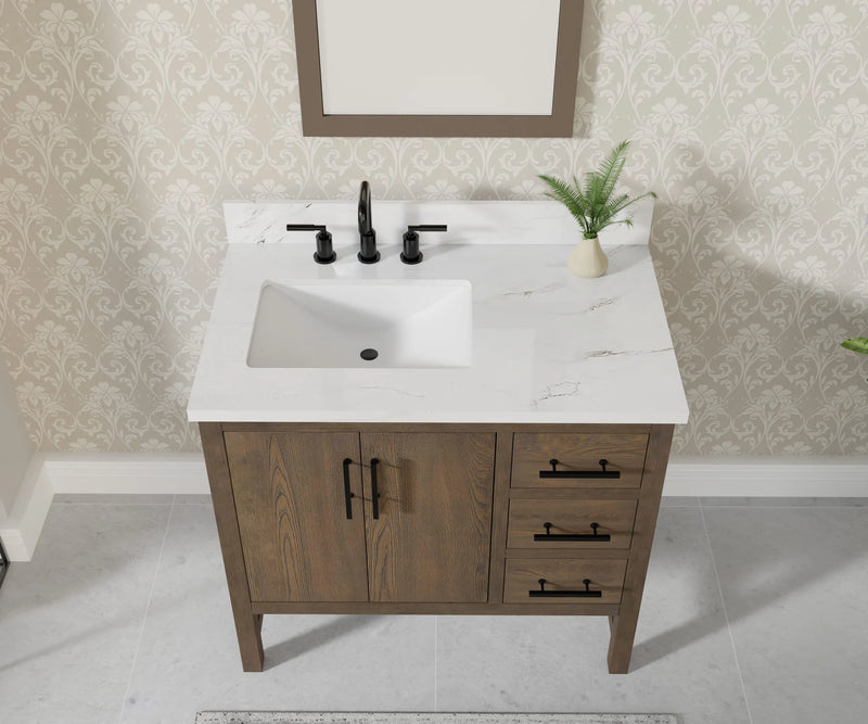 Solon 36" Vanity Family Set with Calacatta Sintered Stone Top
