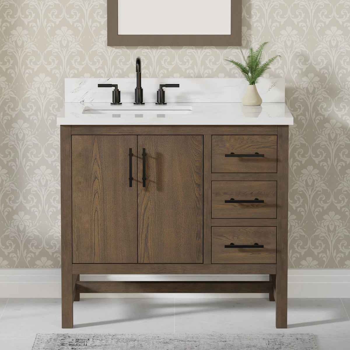 Solon 36" Vanity Family Set with Calacatta Sintered Stone Top