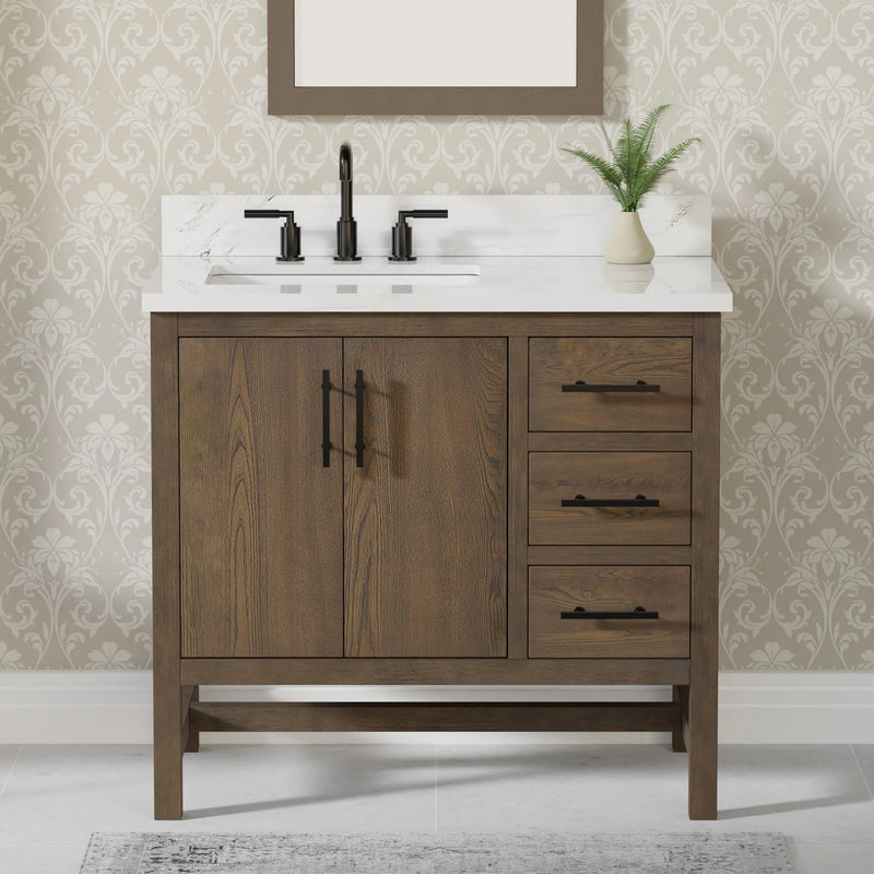 Solon 36" Vanity Family Set with Calacatta Sintered Stone Top