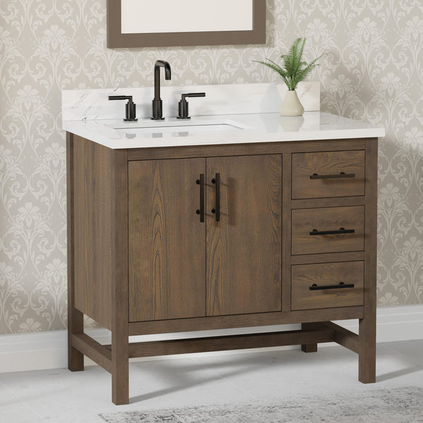 Solon 36” Vanity Family Set with Calacatta Sintered Stone Top
