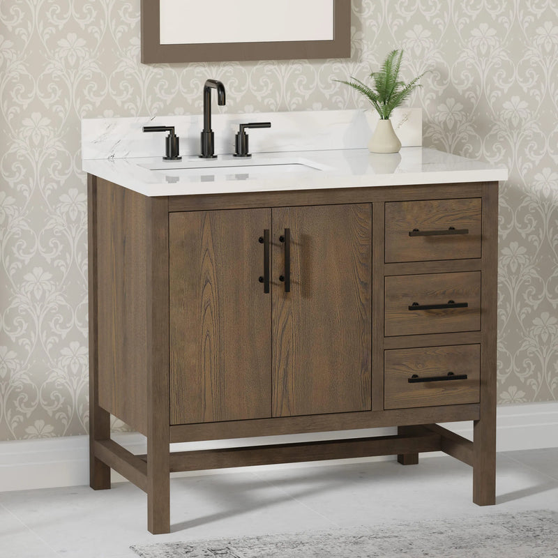 Solon 36" Vanity Family Set with Calacatta Sintered Stone Top