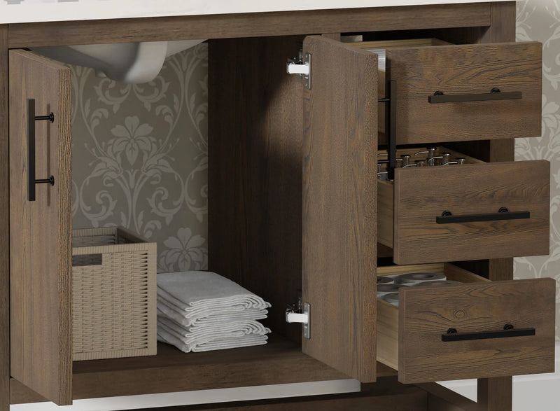 Solon 36" Vanity Family Set with Calacatta Sintered Stone Top
