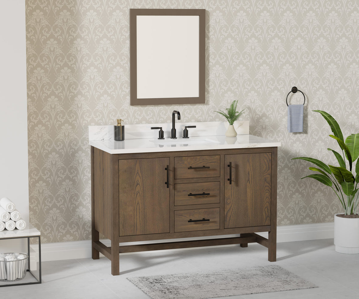Solon 48"  Vanity Family Set with Calacatta Sintered Stone Top