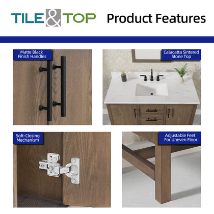 Solon 48"  Vanity Family Set with Calacatta Sintered Stone Top
