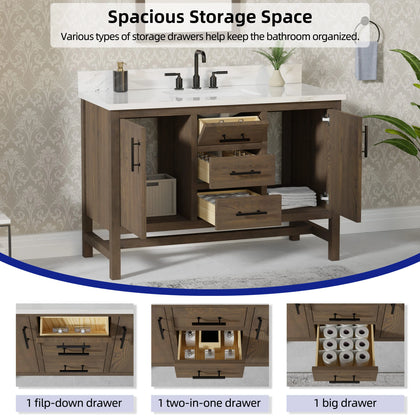 Solon 48"  Vanity Family Set with Calacatta Sintered Stone Top
