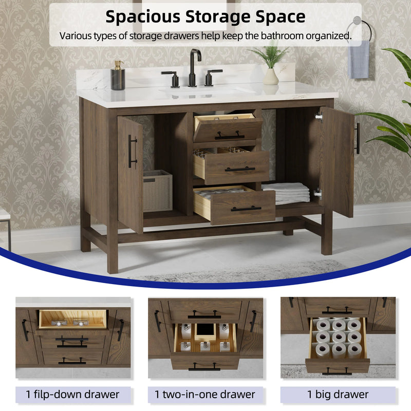 Solon 48"  Vanity Family Set with Calacatta Sintered Stone Top