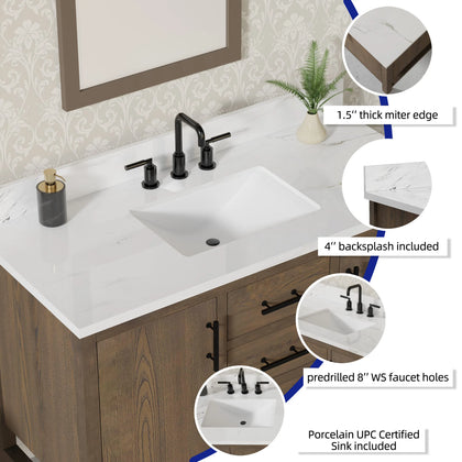 Solon 48"  Vanity Family Set with Calacatta Sintered Stone Top