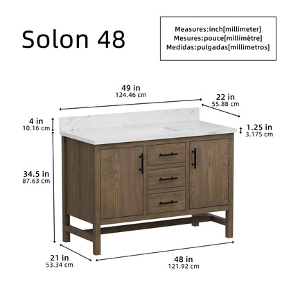Solon 48"  Vanity Family Set with Calacatta Sintered Stone Top